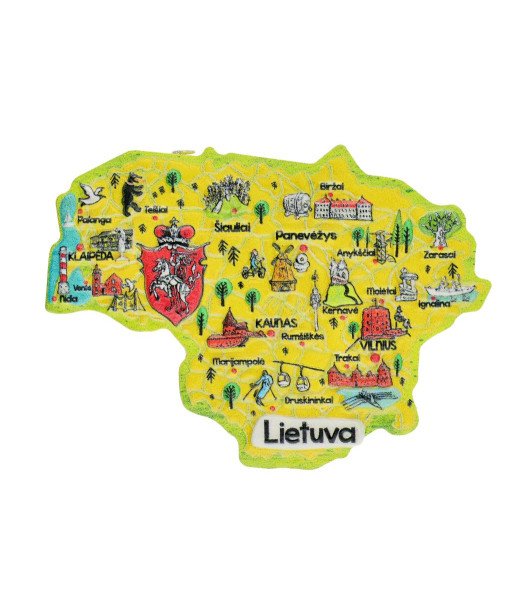 Fridge Magnet Lithuania Map with Cities